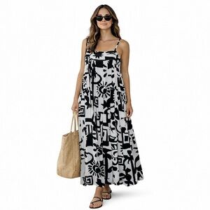 Able the Label Anthropologie Black  White Women's flowy Dress medium